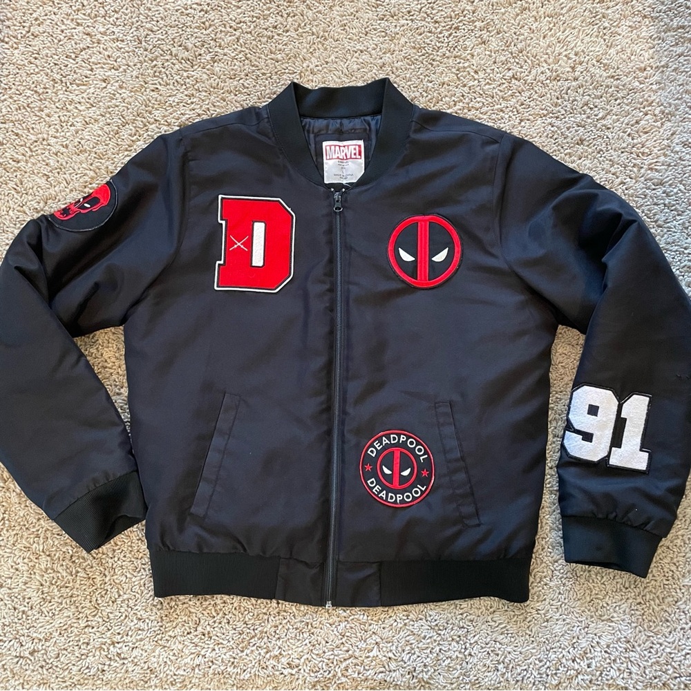 Marvel Comics Deadpool 91 Comic Book Varsity Bomber Jacket with Patches Large